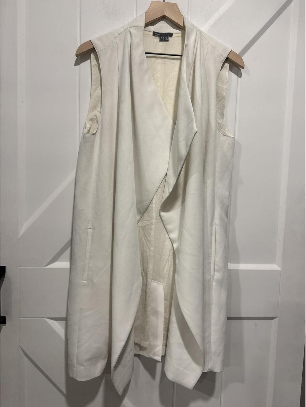 Vince Sleeveless Off White Draped Vest, Size Medium